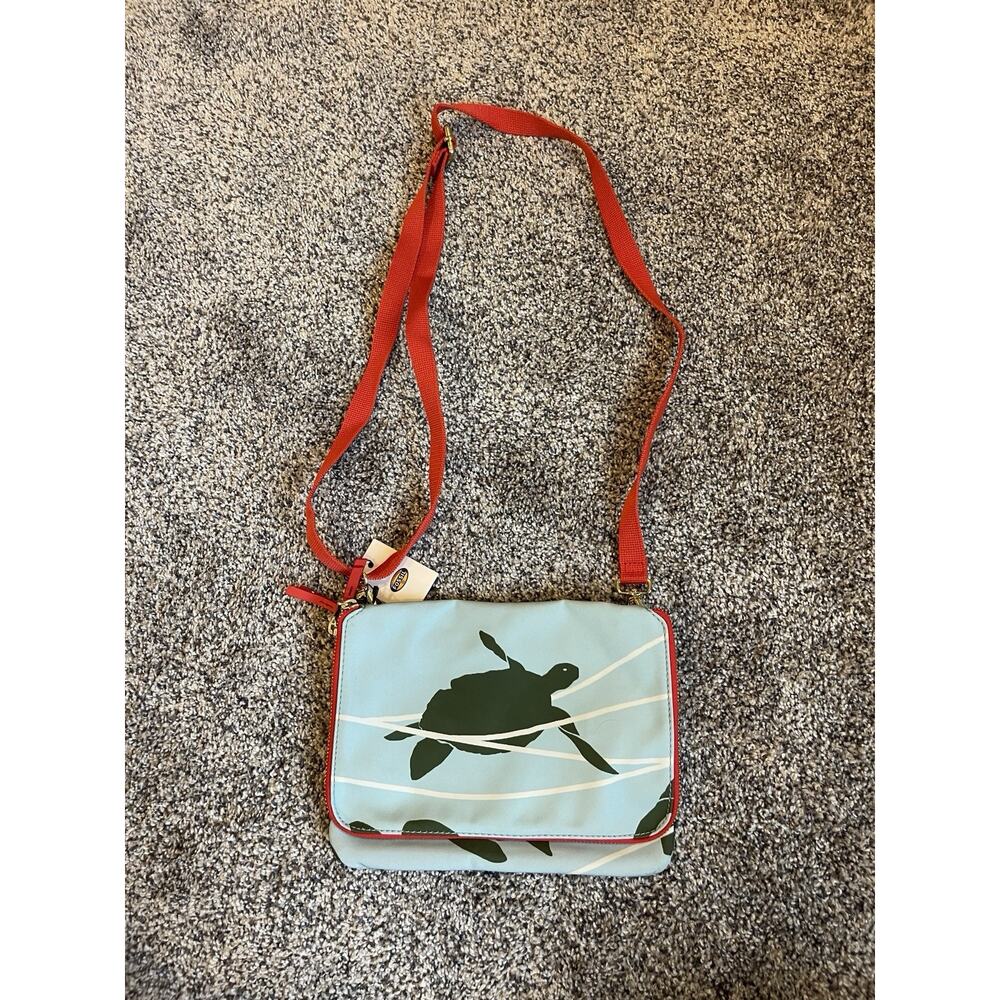 Fossil Key-Per Collection Sea Turtle Crossbody Purse Bag Red Straps NWT
